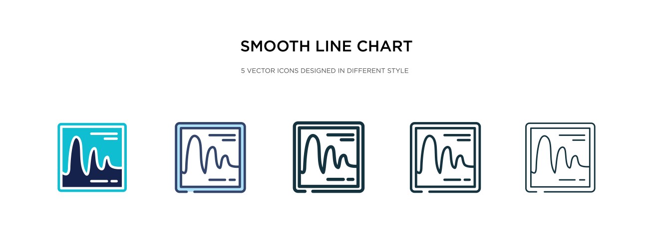 Smooth line chart icon in different style two vector image
