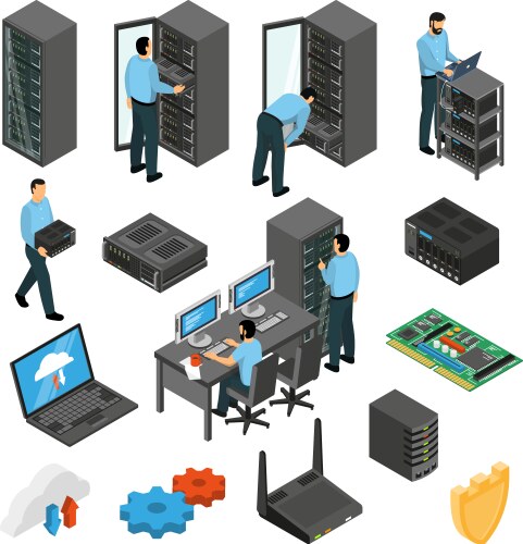 Data center set Royalty Free Vector Image - VectorStock
