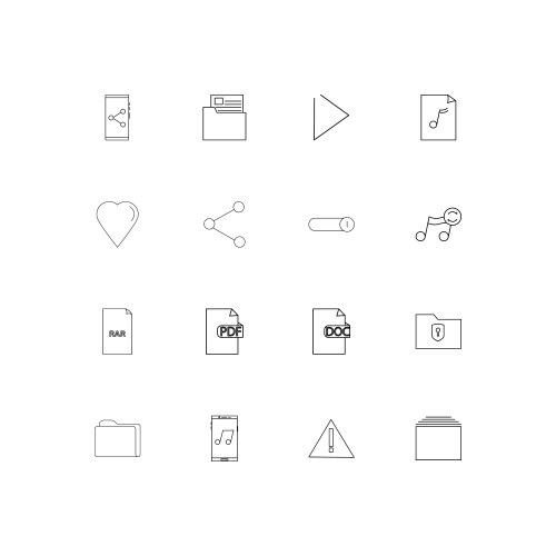 Files and folders sign linear thin icons set vector image