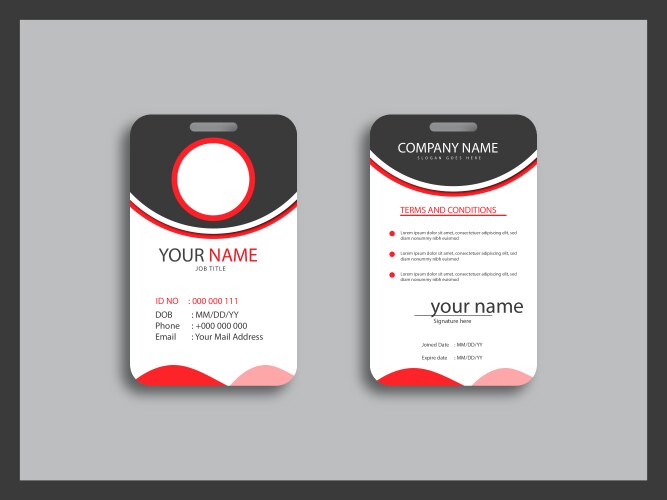 Id card template front and back Royalty Free Vector Image