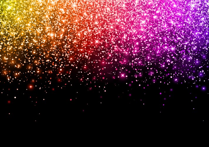 multicolor sparkling scattered glitter on black vector