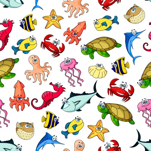 Ocean Animals Seamless Pattern Vector Image