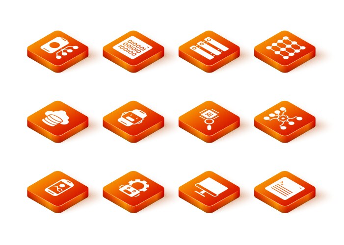 Set mobile phone robot setting cloud database vector image