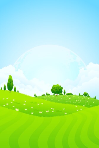 Green grass and tree branch Royalty Free Vector Image