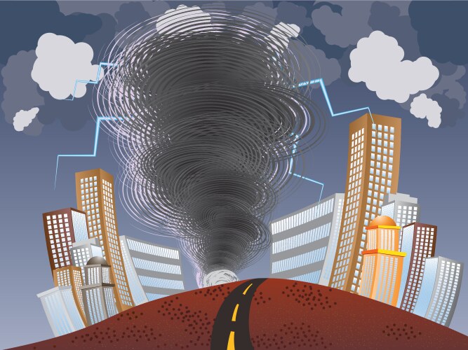Swirling tornado and flood Royalty Free Vector Image