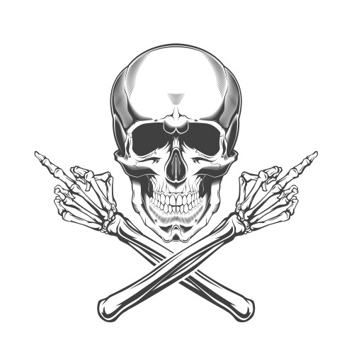 Skull with Crossed Bones & Finger Vector Image