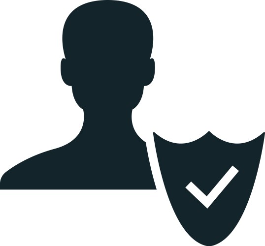 Secure user account with check mark shield vector image