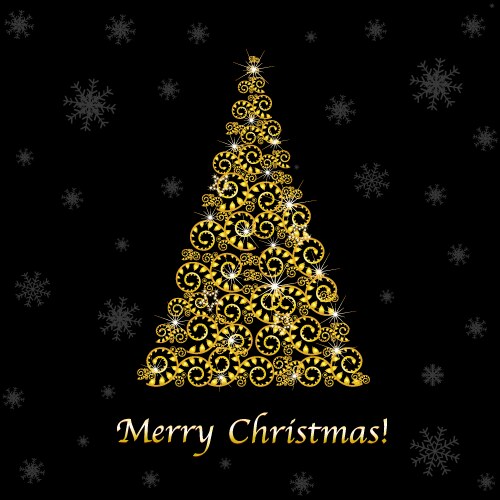 Christmas card luxury gold and black pine tree Vector Image