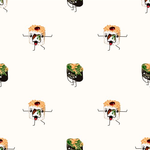 Funny sushi emojis seamless pattern Vector Image