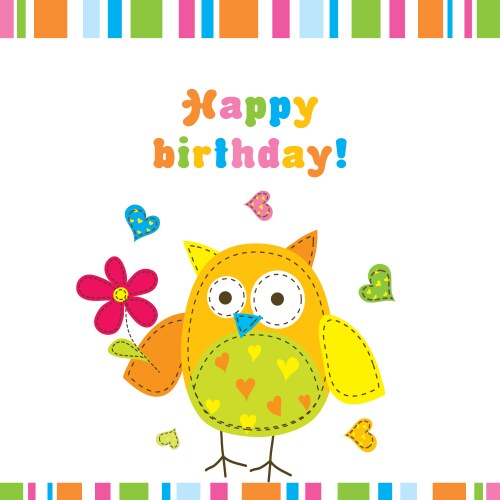 Greeting card two cute cartoon owl Royalty Free Vector Image