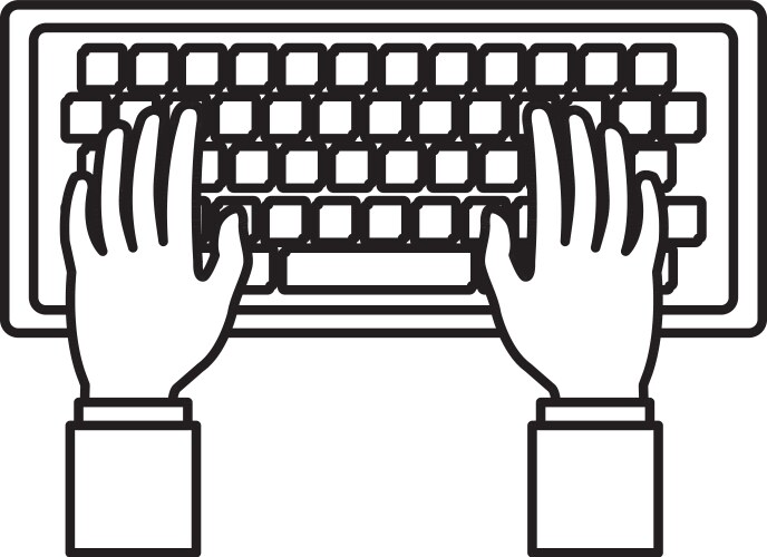 Hands using computer keyboard vector image