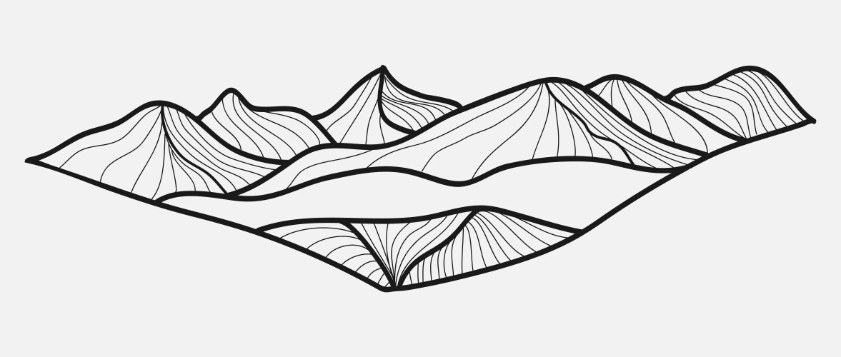 mountain line art abstract template vector