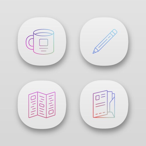 Business work attributes app icons set uiux user vector image