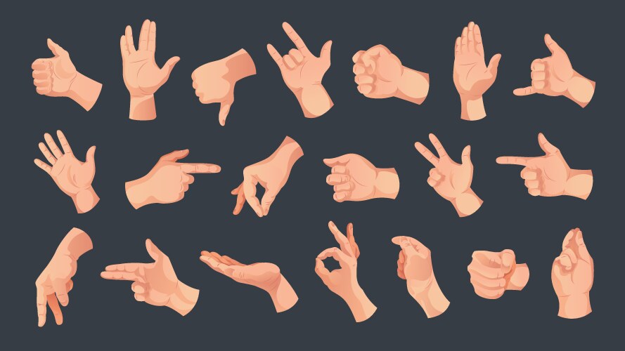 Human hand gestures set Royalty Free Vector Image
