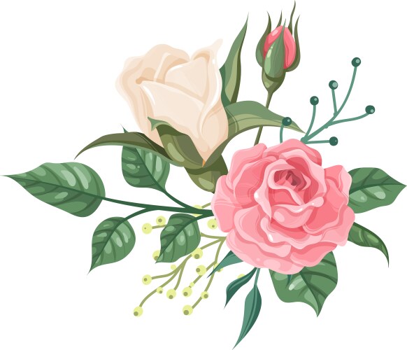Romantic Pink Rose Bouquet Vector Image