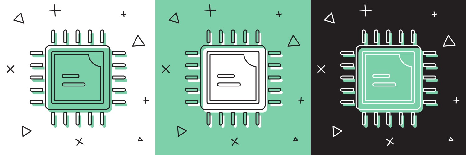Set computer processor with microcircuits cpu vector image