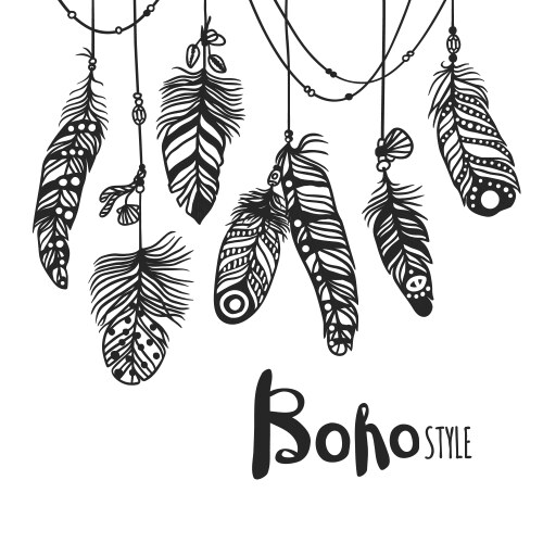 Hand drawn boho design elements set wild Vector Image