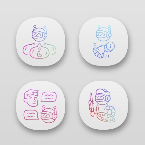 Internet robots app icons set chatbot vector image