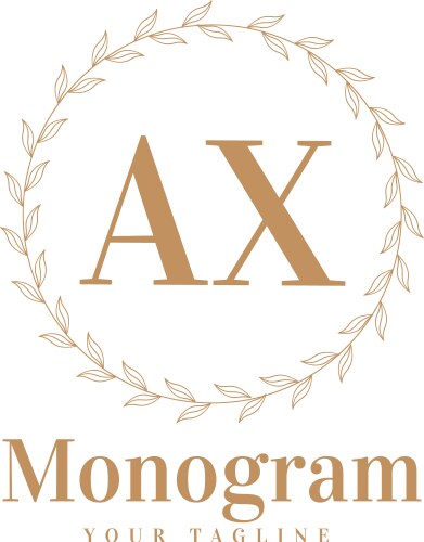 Ax initial a logo design with feminine style vector image