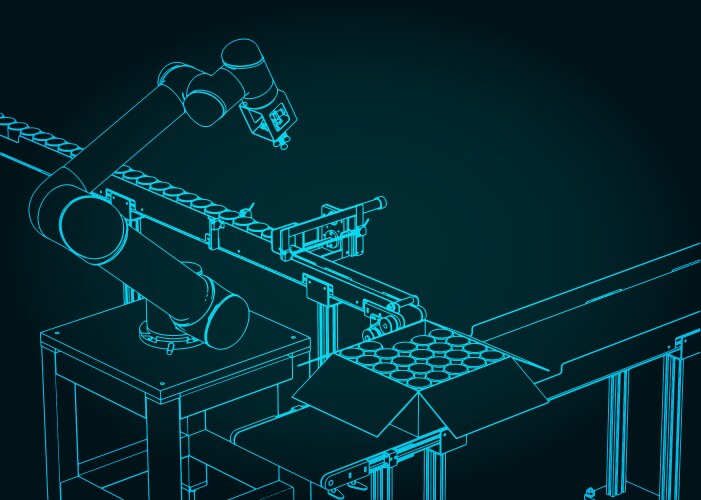 automated factory line drawing vector