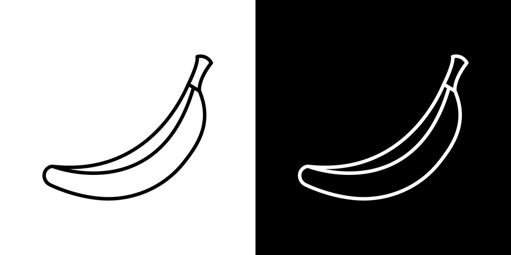 Banana Line Icon - Flat Style Vector Image