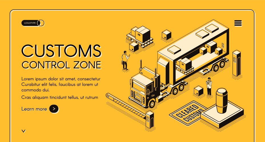 Customs control zone isometric website vector image