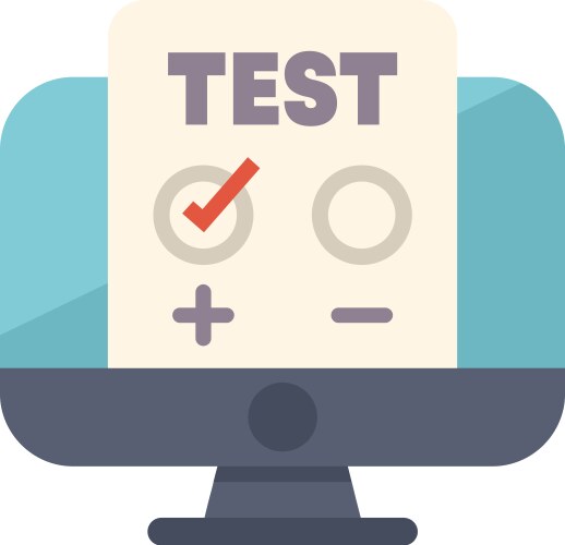 Online test showing checkmark on computer screen vector image