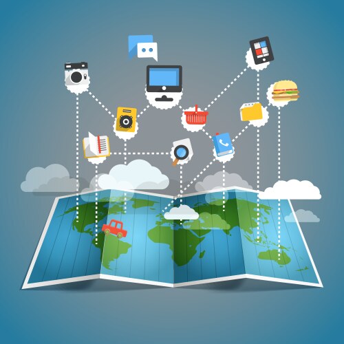 Abstract scheme of modern computer network vector image