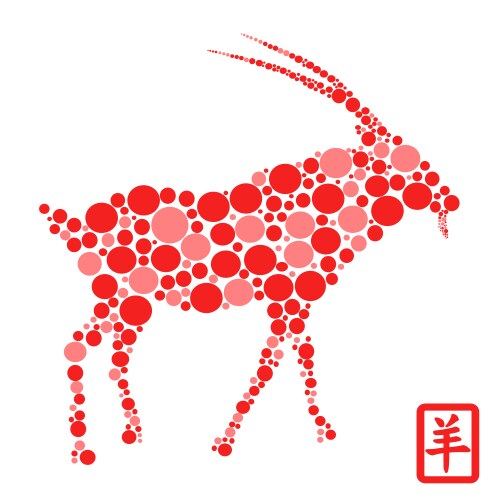 Chinese goat year with red dots Vector Image
