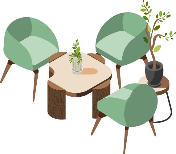Green office workspace composition Royalty Free Vector Image