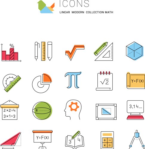 set line icons mathematics vector