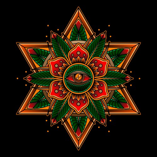 Rose Eye Mandala Tattoo Vector Image