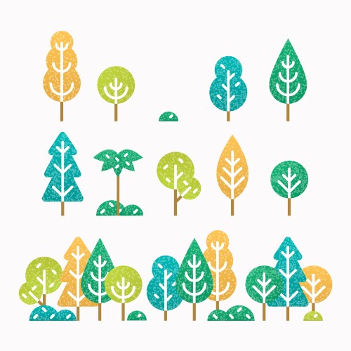 Street furniture and trees set Royalty Free Vector Image