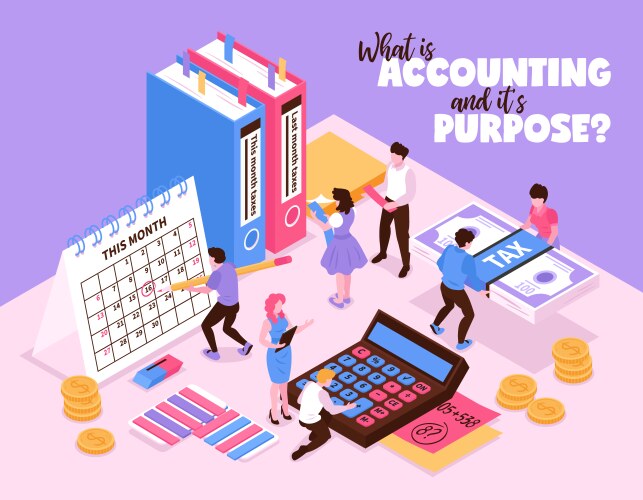 isometric accounting background concept vector image