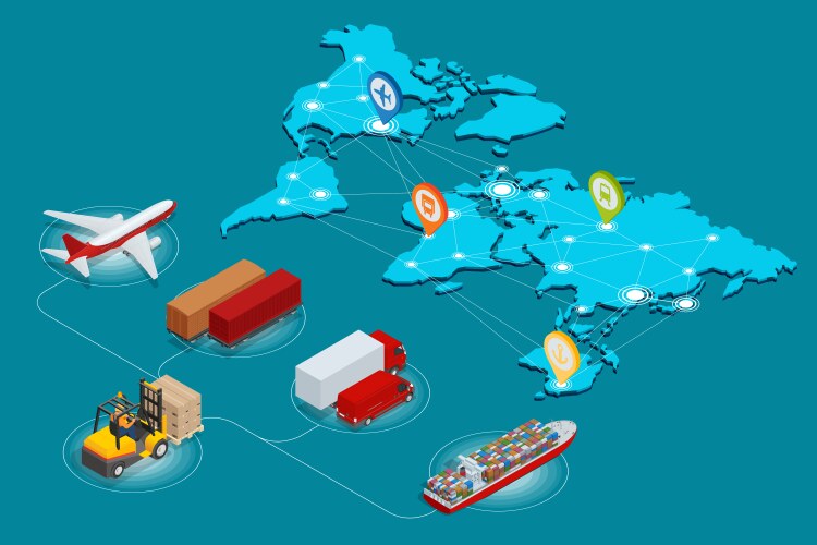 Web template banner global logistics network flat Vector Image