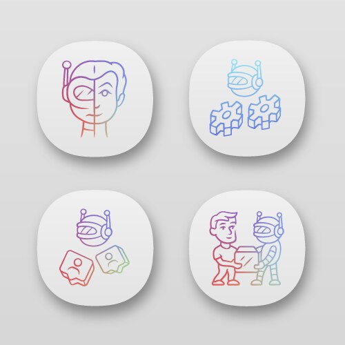 Software bot app icons set ocialbot transactional vector image