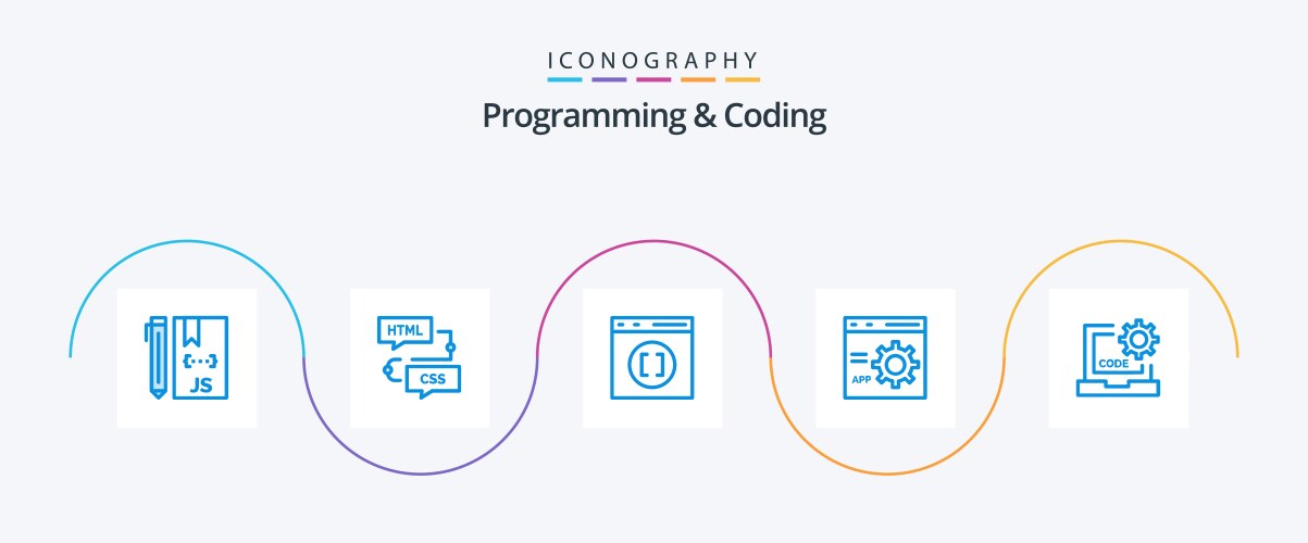 Programming and coding blue 5 icon pack including vektorbild