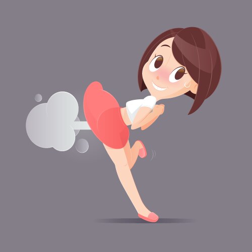 cute woman farting with blank balloon vector image