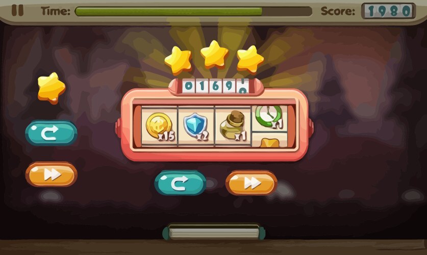 Complete set of level button game ui pop-up icon vector image