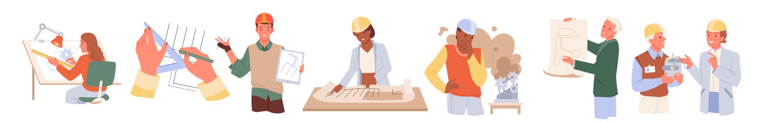 Construction workers team Royalty Free Vector Image