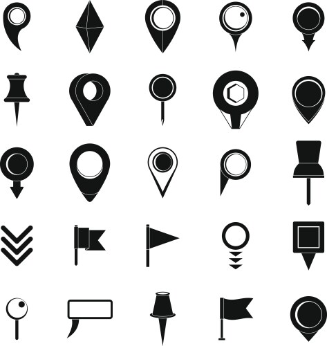 Map pointer icons set simple style vector image