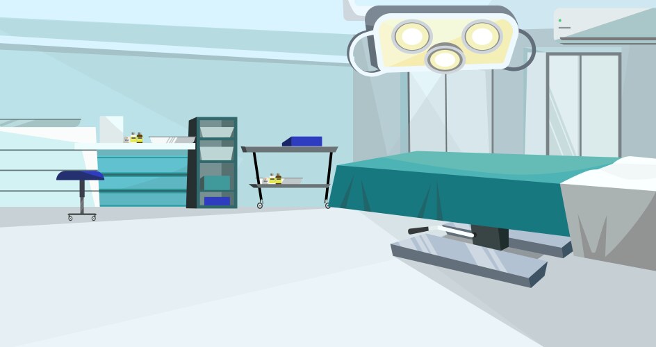 Operating Room Instruments Animates Background scene empty room and set Royalty Free Vector
