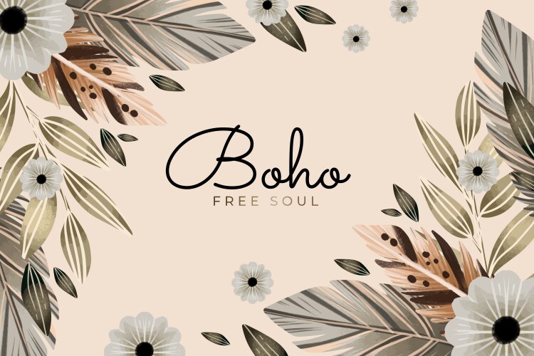 Watercolor boho background with flowers leaves Vector Image