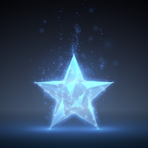 geometric blue star with light effect vector