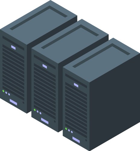 Server rack system storing big data in datacenter vector image