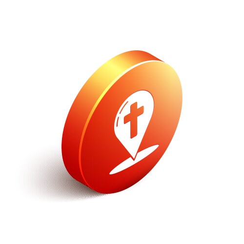 Isometric map pointer with christian cross icon vector image