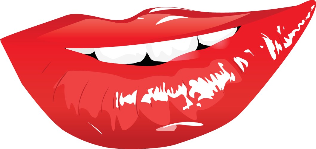 Glossy red woman lips with tongue Royalty Free Vector Image