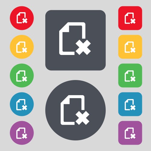 Delete file document icon sign a set of 12 colored vektorbild