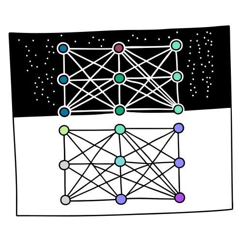 Neural network patterns unlocking the blueprint vector image