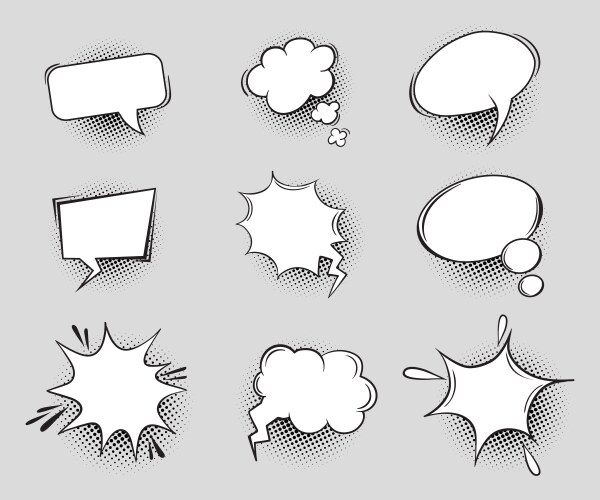Set comic speech bubbles vintage empty Royalty Free Vector